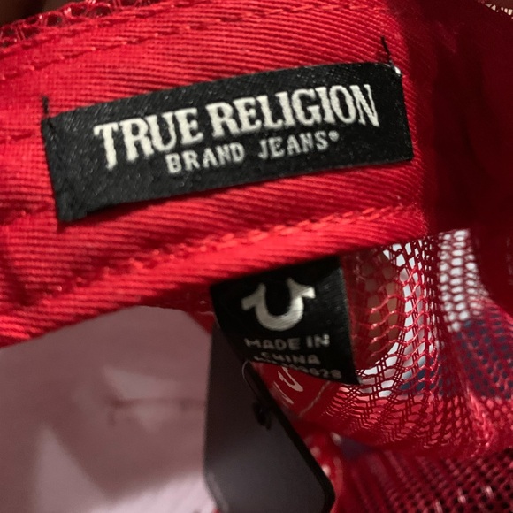 True Religion PLMH0154 Men's Red Mesh Trucker Buddha Snap Back Cap One Size - Picture 6 of 7